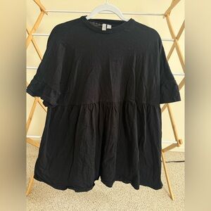 ASOS Black Short Sleeve Ruffle Mini Dress